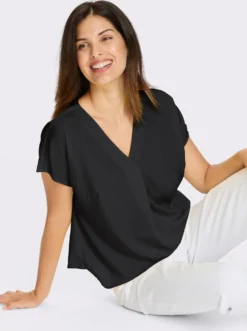 Kurzarm-Bluse mit Falte im Vorderteil