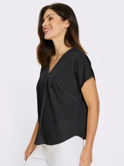 Kurzarm-Bluse mit Falte im Vorderteil