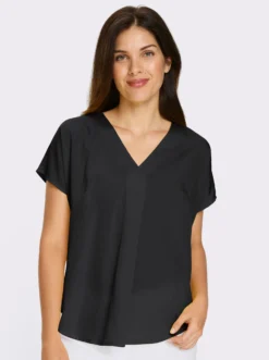 Kurzarm-Bluse mit Falte im Vorderteil
