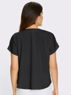 Kurzarm-Bluse mit Falte im Vorderteil