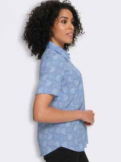 Kurzarm-Bluse mit Hemdkragen