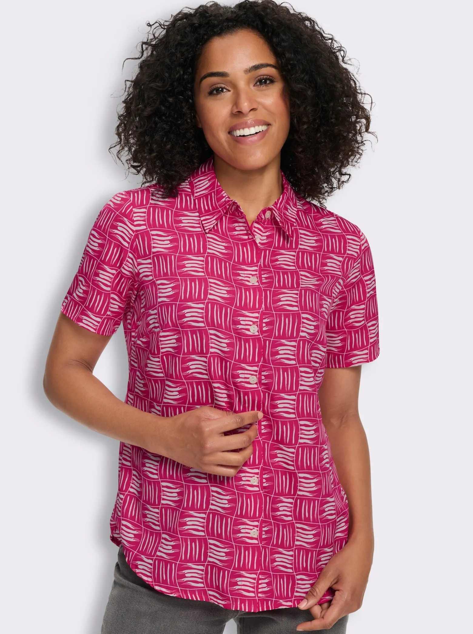 Kurzarm-Bluse mit Hemdkragen