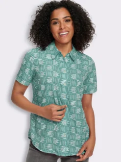 Kurzarm-Bluse mit Hemdkragen