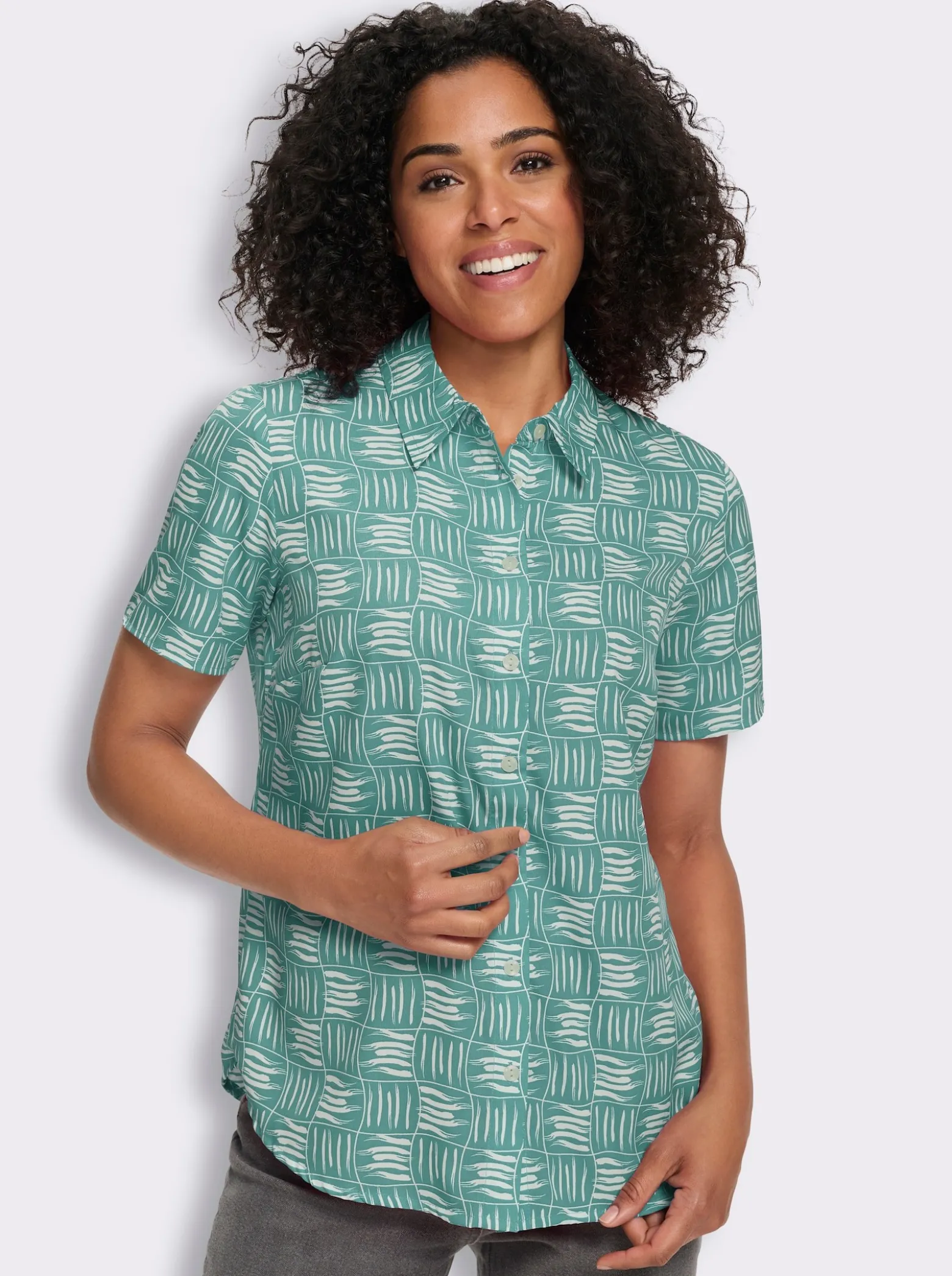 Kurzarm-Bluse mit Hemdkragen