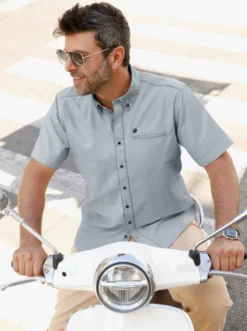 Kurzarmhemd mit Button-down-Kragen