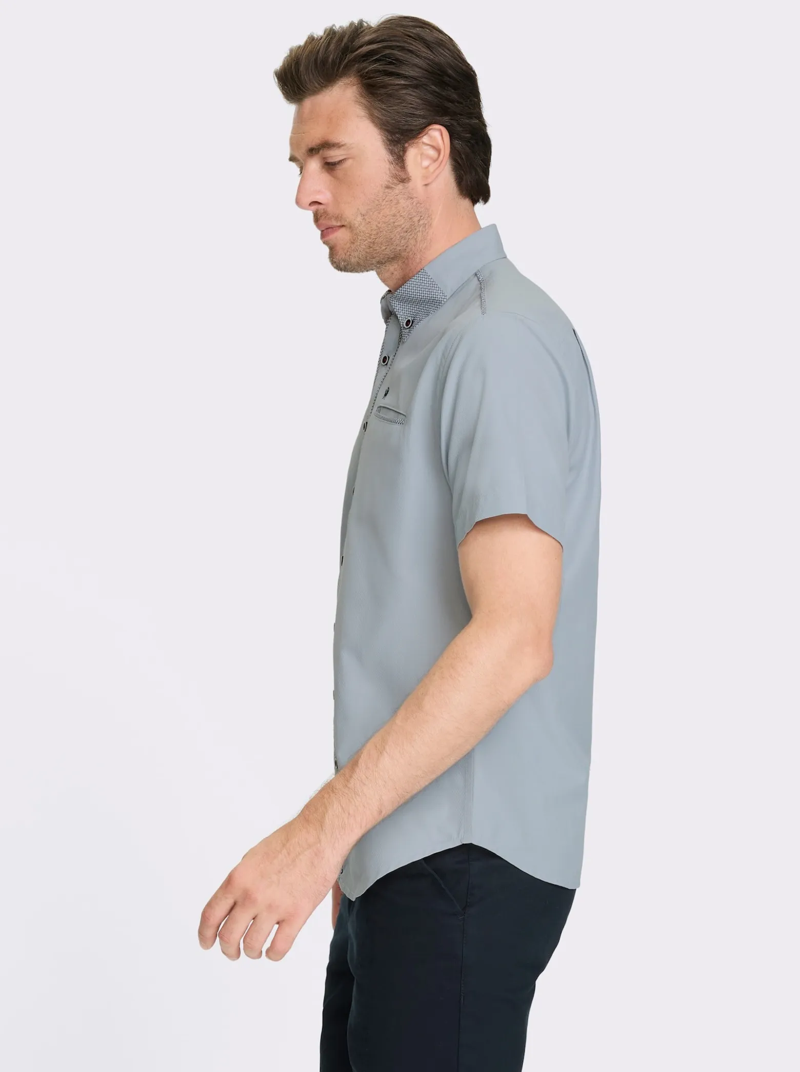 Kurzarmhemd mit Button-down-Kragen