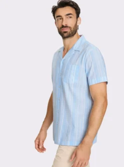 Kurzarmhemd mit Streifen-Dessin, garngefärbt