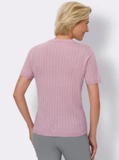 Kurzarmpullover allover mit Ripp-Muster