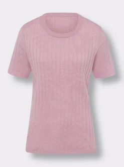 Kurzarmpullover allover mit Ripp-Muster