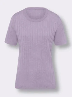 Kurzarmpullover allover mit Ripp-Muster