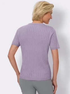 Kurzarmpullover allover mit Ripp-Muster
