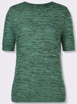 Kurzarmpullover aus Melange-Garn
