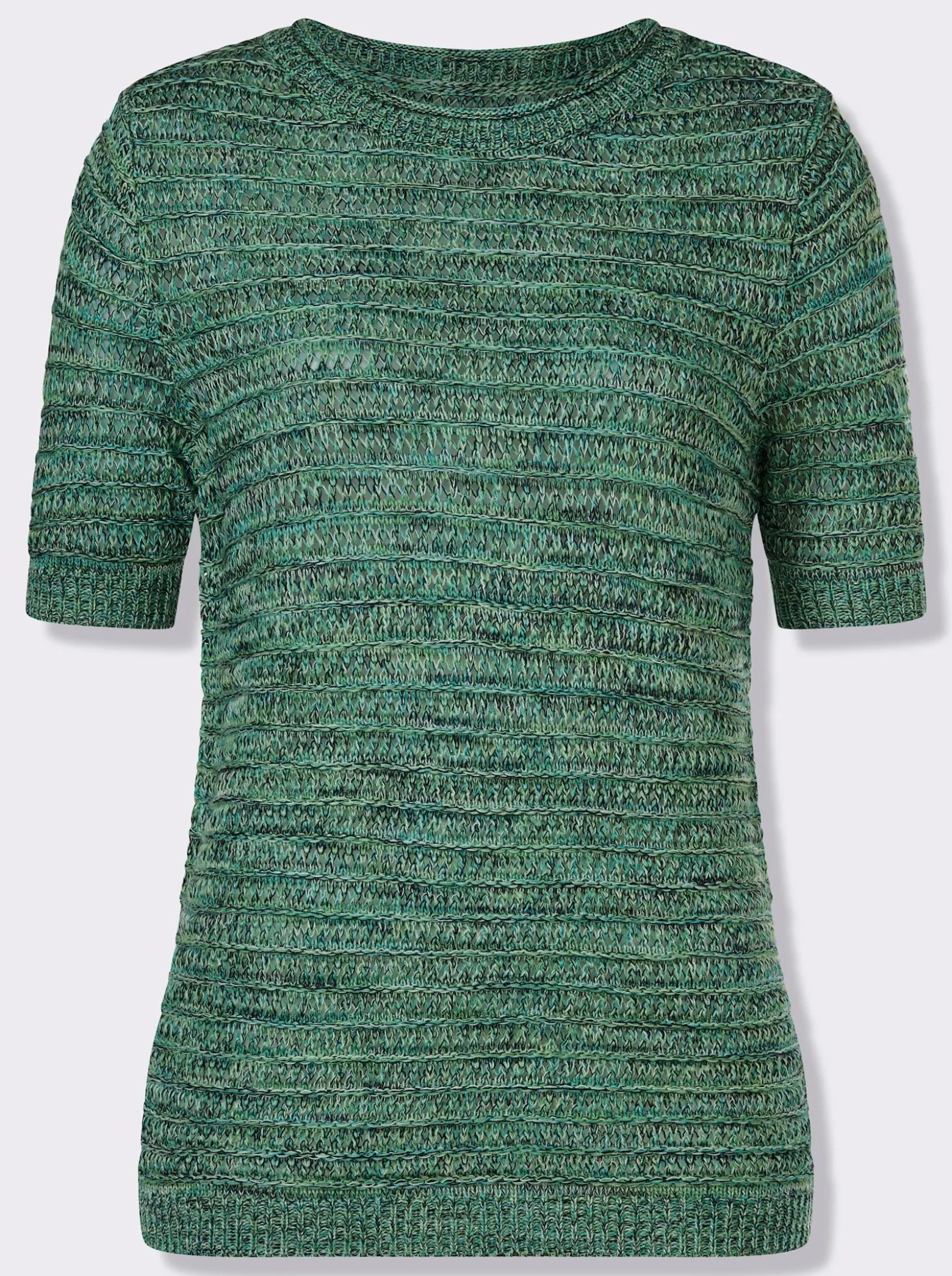 Kurzarmpullover aus Melange-Garn