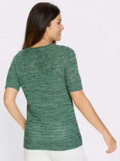Kurzarmpullover aus Melange-Garn