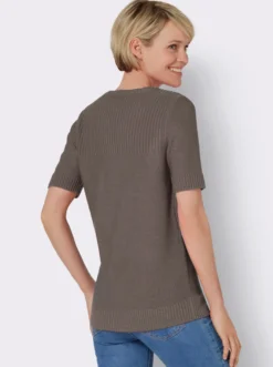 Kurzarmpullover im Linksstrick-Muster