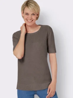 Kurzarmpullover im Linksstrick-Muster