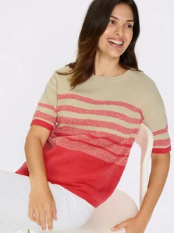 Kurzarmpullover in 2-farbiger Optik