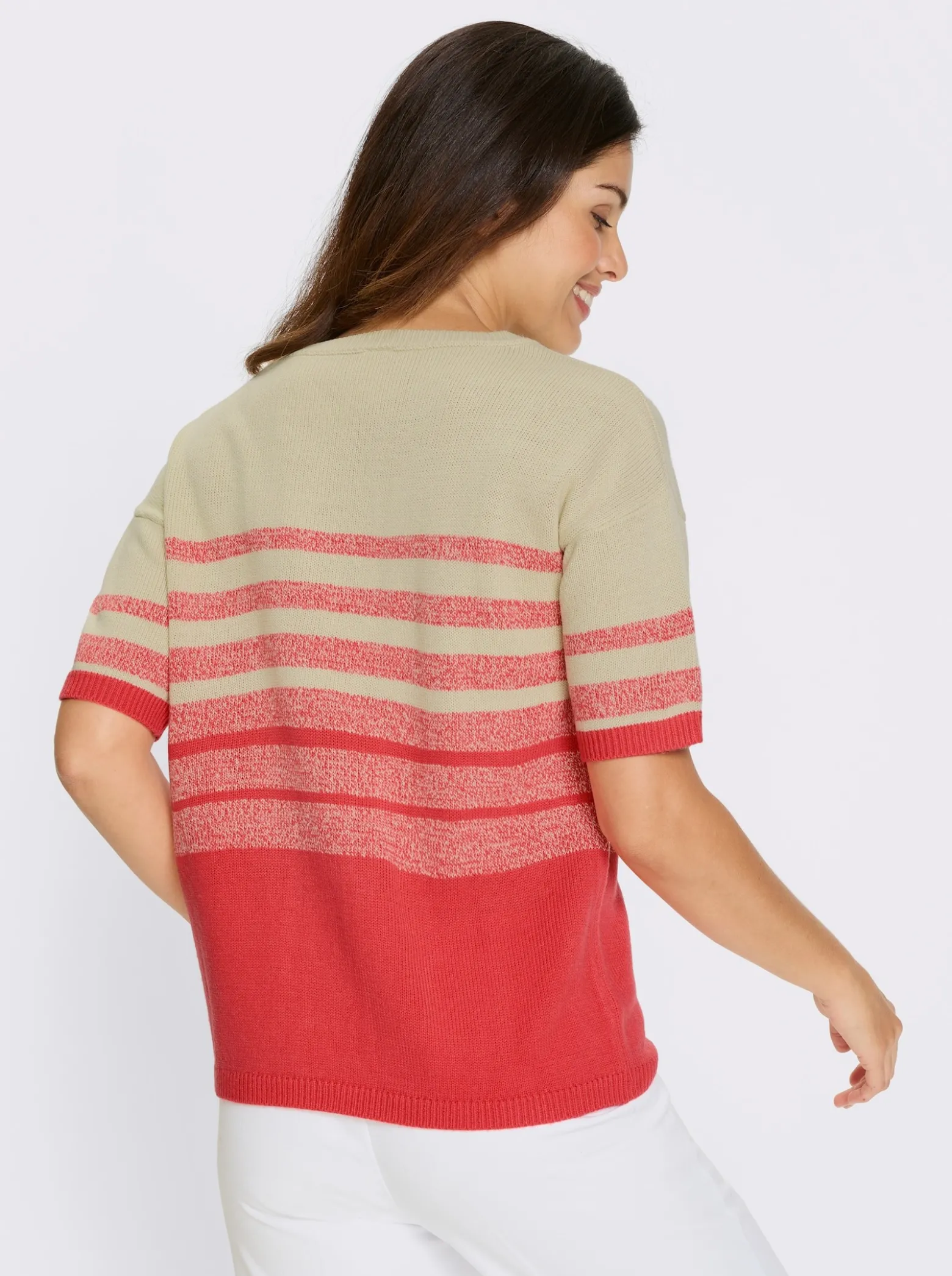 Kurzarmpullover in 2-farbiger Optik