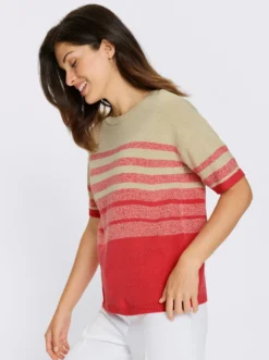 Kurzarmpullover in 2-farbiger Optik