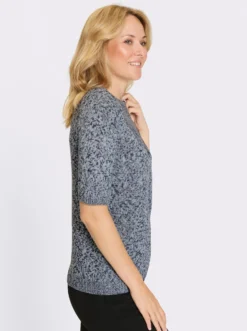 Kurzarmpullover in Melange-Optik