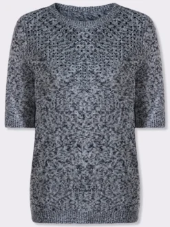 Kurzarmpullover in Melange-Optik