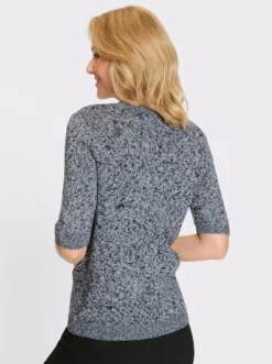 Kurzarmpullover in Melange-Optik