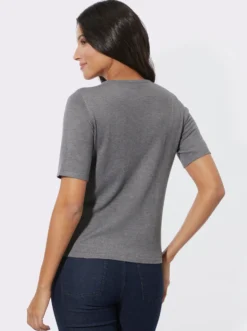 Kurzarmpullover in Melange-Qualität