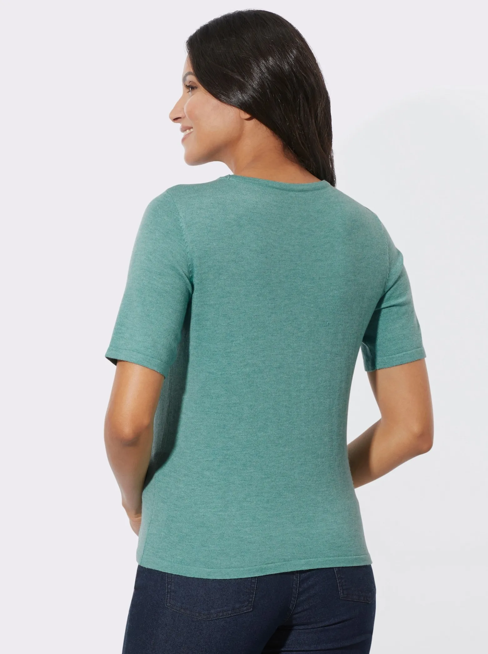 Kurzarmpullover in Melange-Qualität