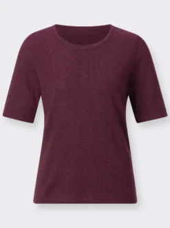 Kurzarmpullover in Melange-Qualität