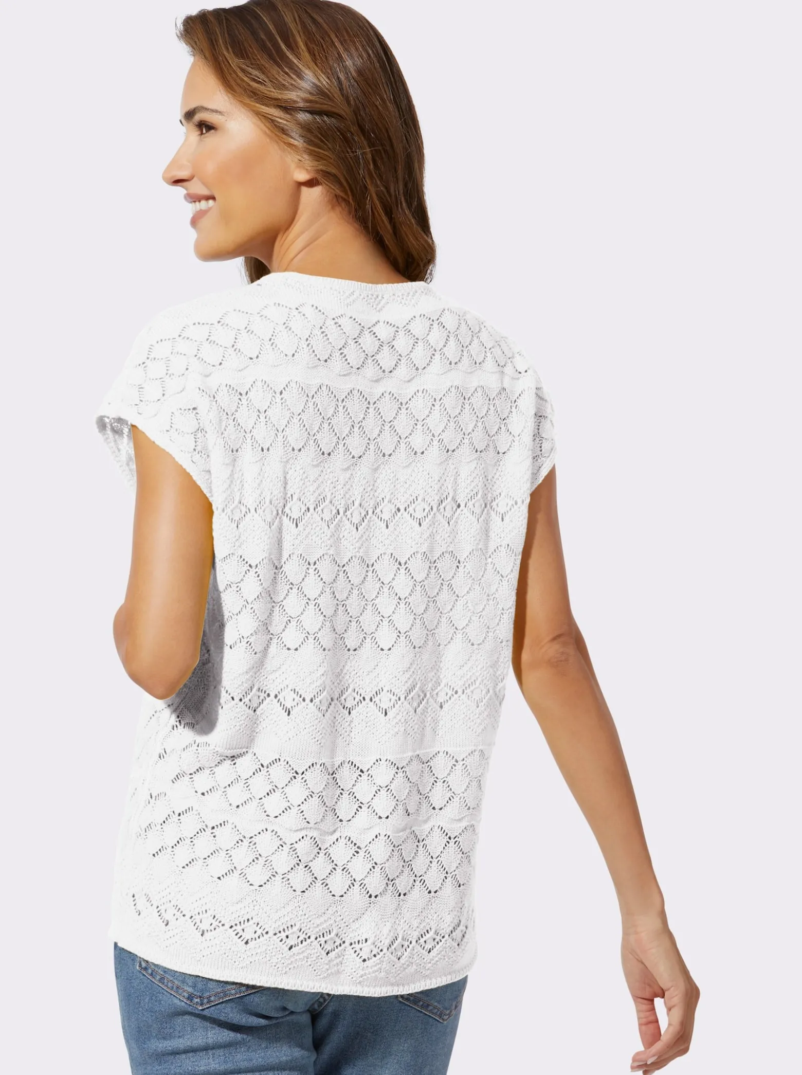 Kurzarmpullover mit Ajourmuster