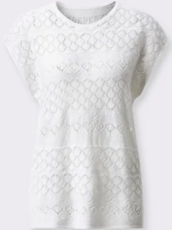 Kurzarmpullover mit Ajourmuster