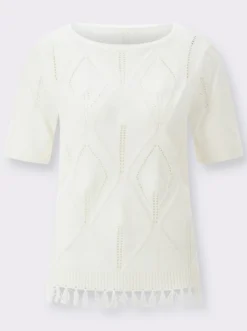 Kurzarmpullover mit Ajourmuster