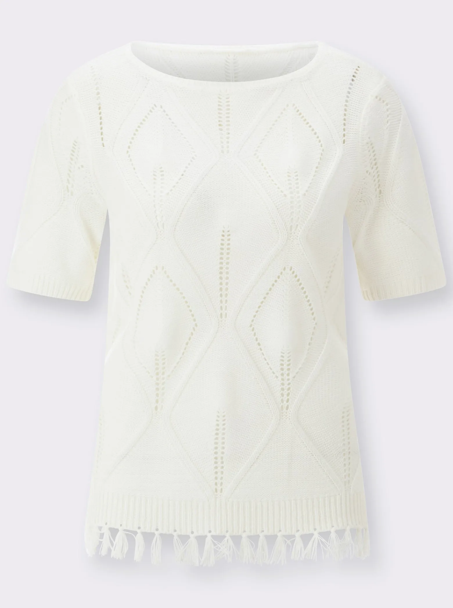 Kurzarmpullover mit Ajourmuster