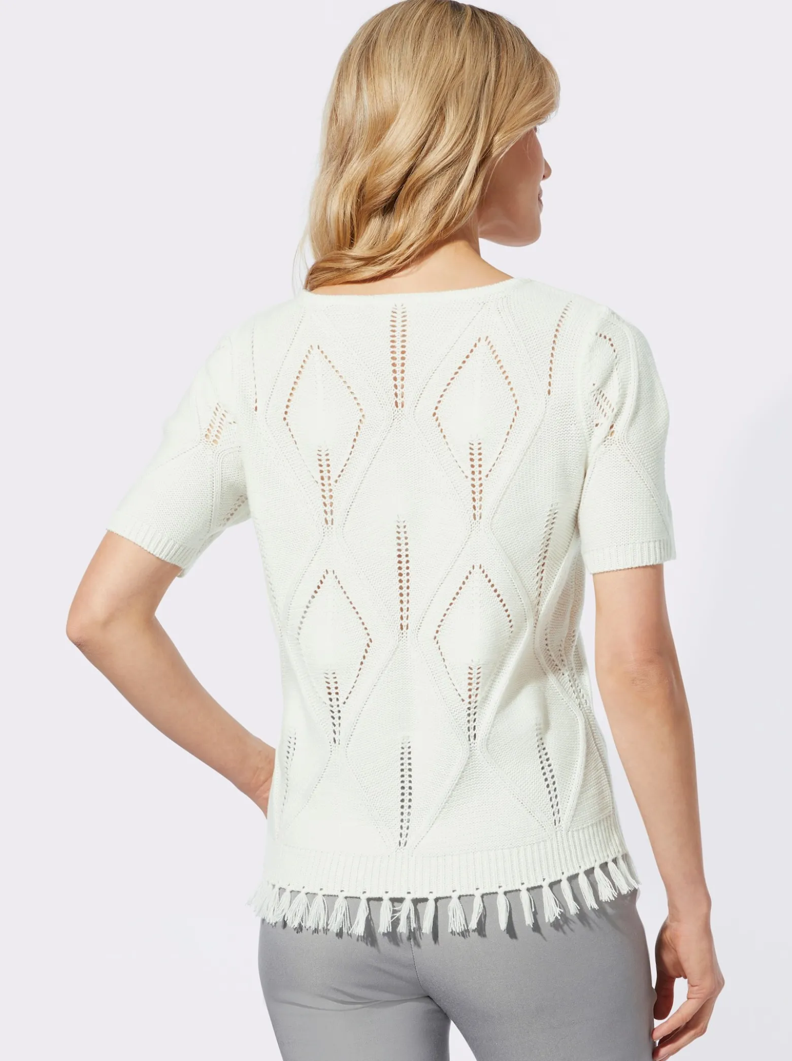 Kurzarmpullover mit Ajourmuster