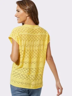 Kurzarmpullover mit Ajourmuster
