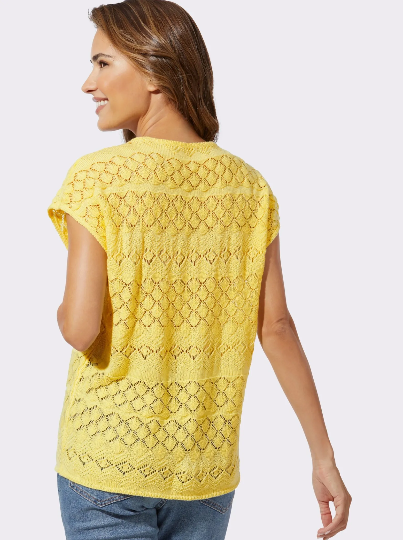 Kurzarmpullover mit Ajourmuster