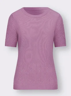 Kurzarmpullover mit Ajour-Muster