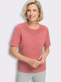 Kurzarmpullover mit Ajour-Strickmuster