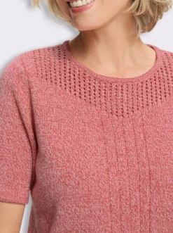 Kurzarmpullover mit Ajour-Strickmuster