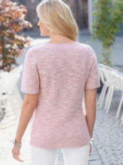 Kurzarmpullover mit Glanzgarnen