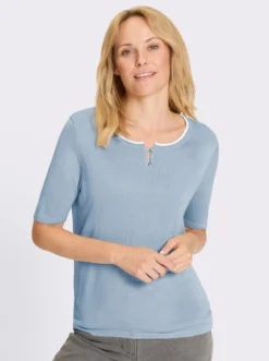 Kurzarmpullover mit Kontrast-Details
