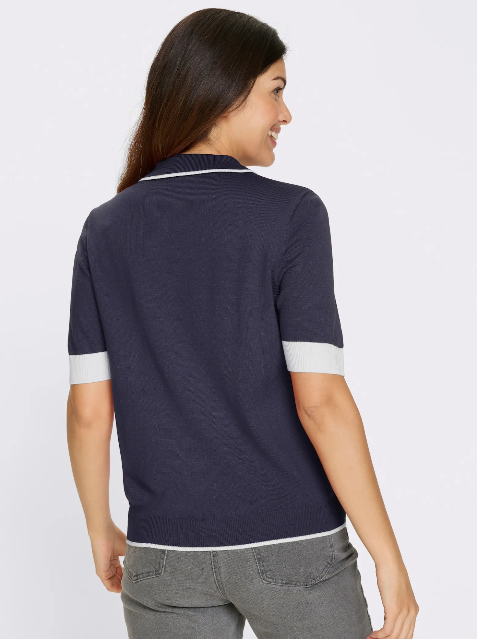 Kurzarmpullover mit Polokragen