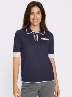 Kurzarmpullover mit Polokragen