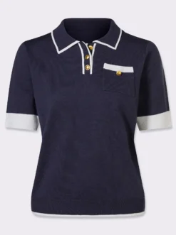 Kurzarmpullover mit Polokragen