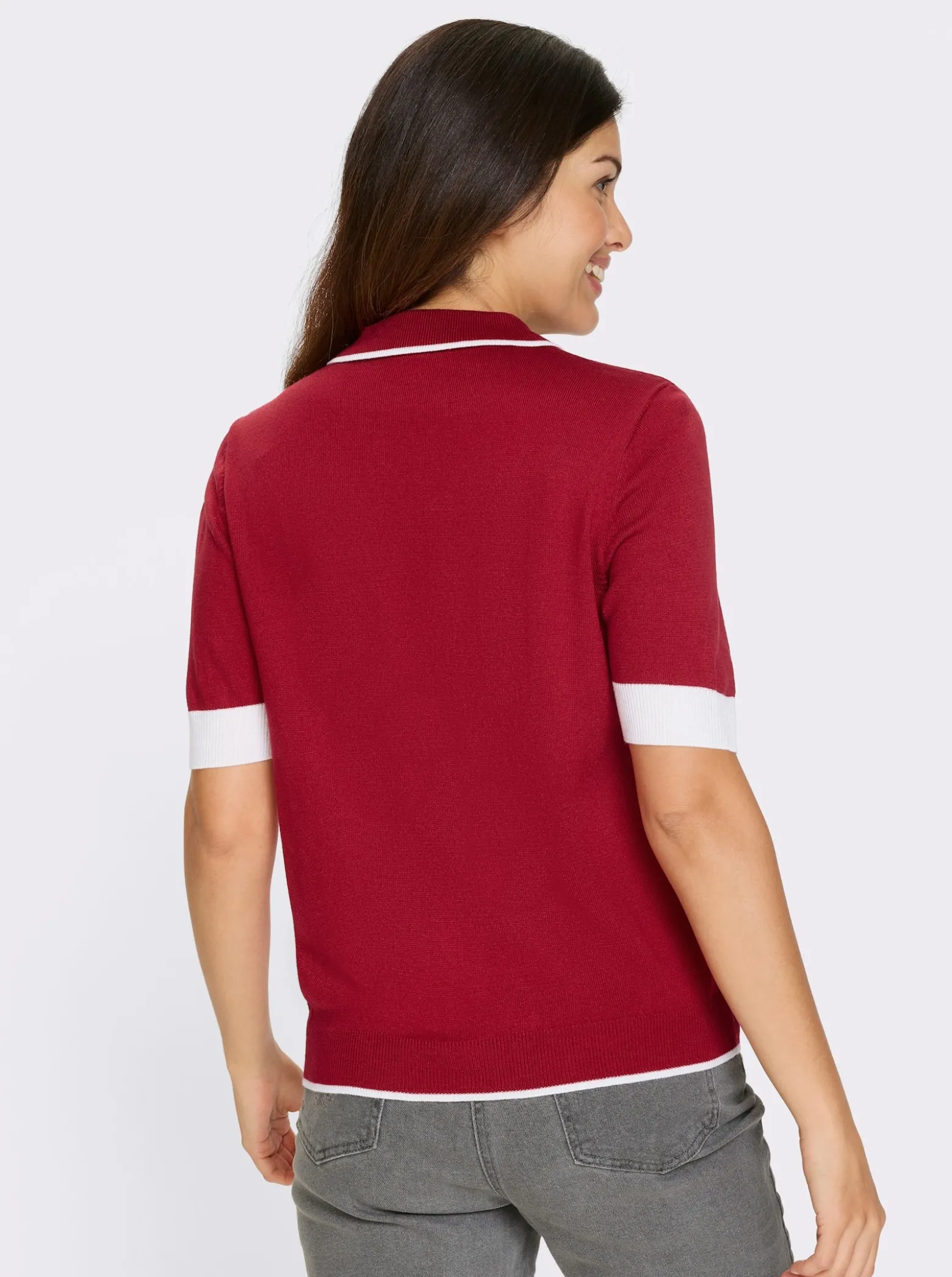 Kurzarmpullover mit Polokragen