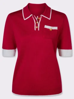 Kurzarmpullover mit Polokragen