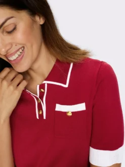 Kurzarmpullover mit Polokragen