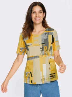 Kurzarmshirt allover bedruckt, Baumwolle