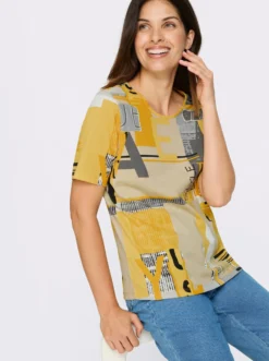 Kurzarmshirt allover bedruckt, Baumwolle