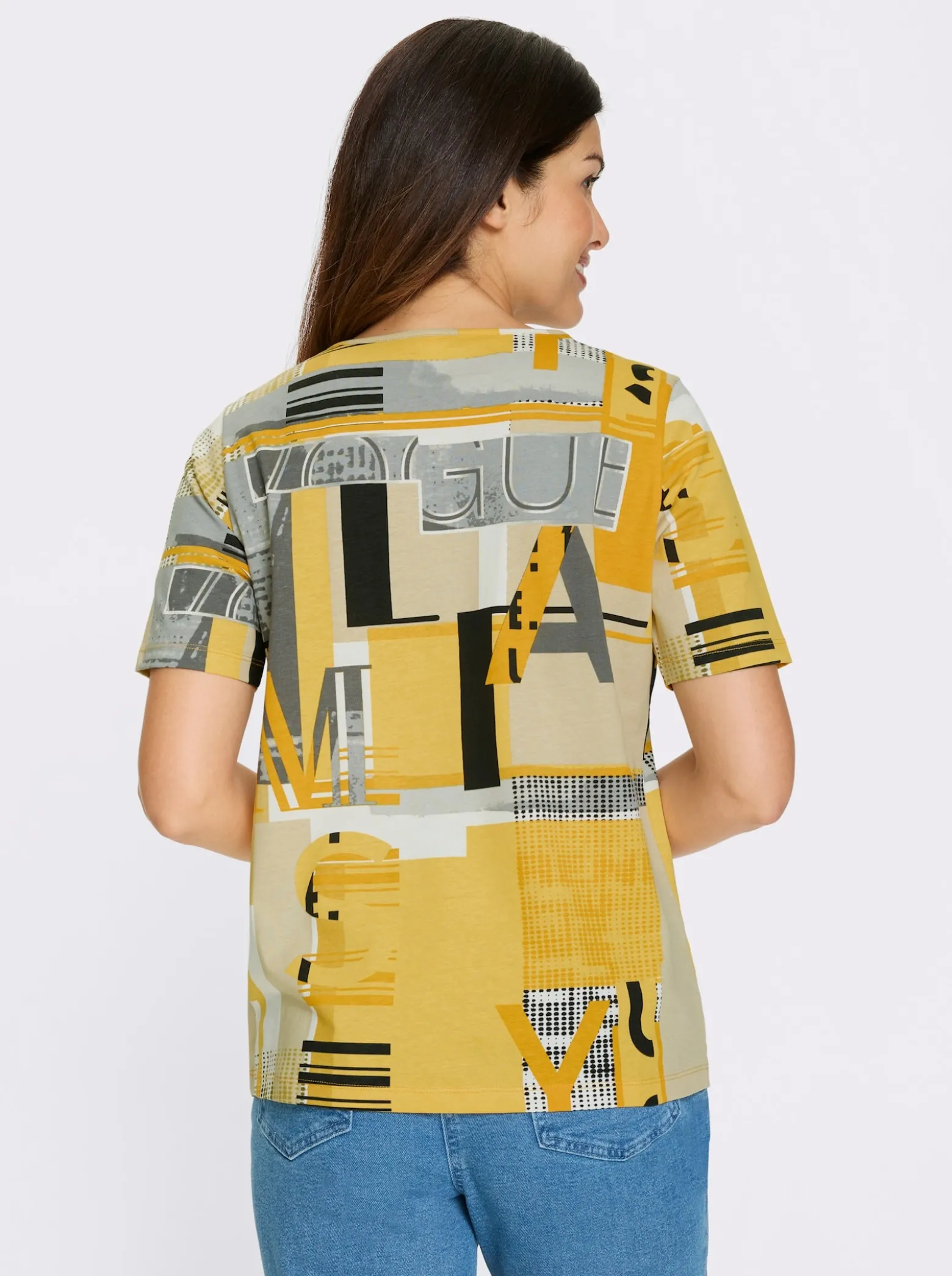 Kurzarmshirt allover bedruckt, Baumwolle